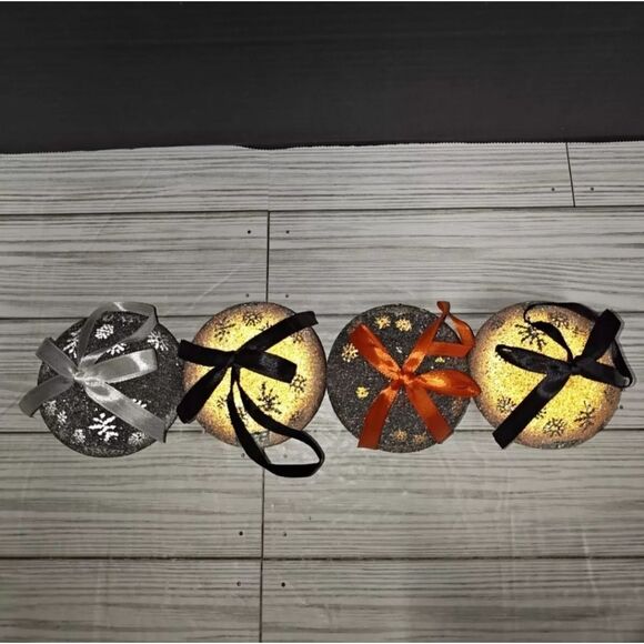 Harley Davidson Motorcycles Christmas Holiday Light Up LED Ball Ornaments Set 4 - Picture 2 of 7